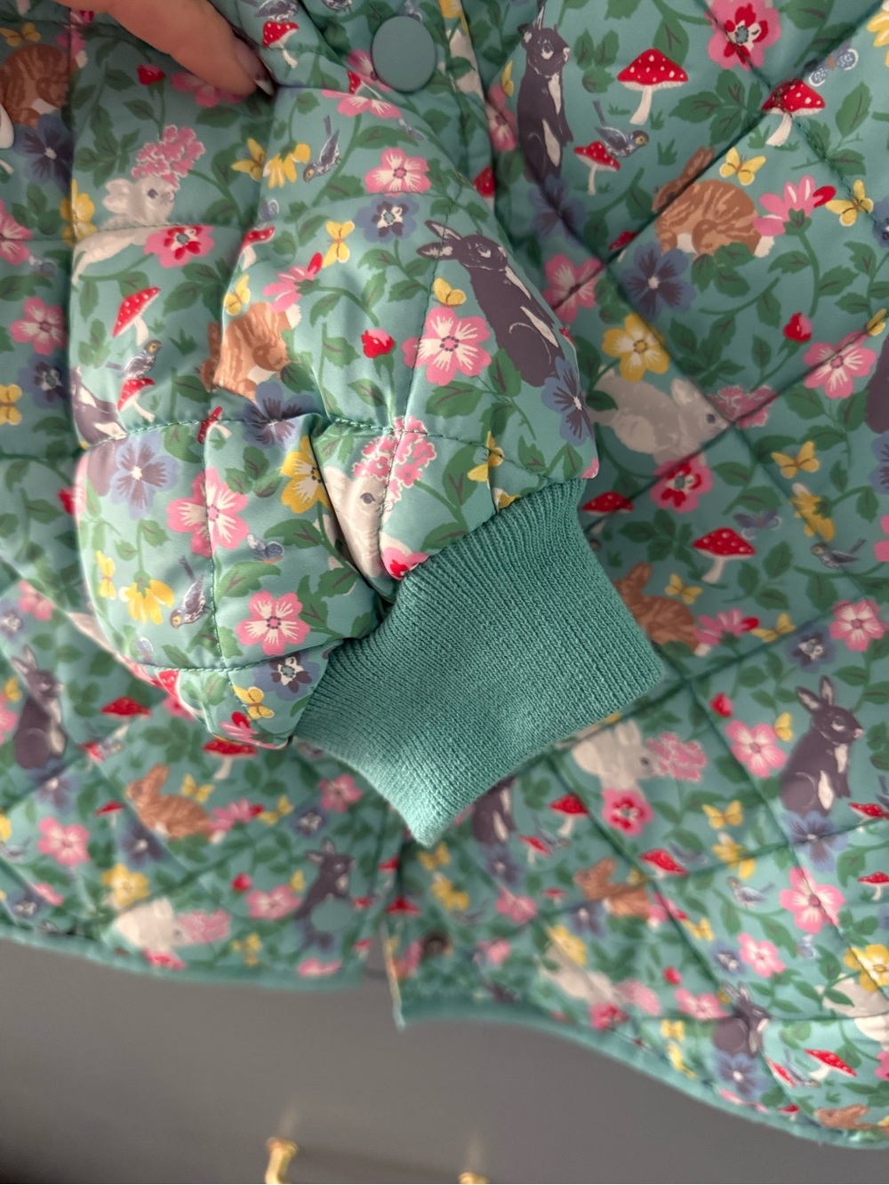 Boden Kids Quilted Floral Jacket - Green - Picture 8 of 10
